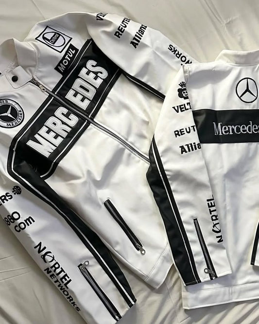 Mercedes F1 Leather Bomber – Street Style Racing