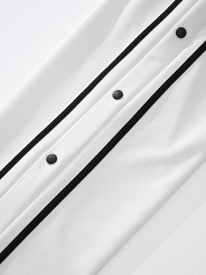 Men’s Snap Button Track Pants with Side Stripes – Retro Tearaway Style for Sports & Streetwear