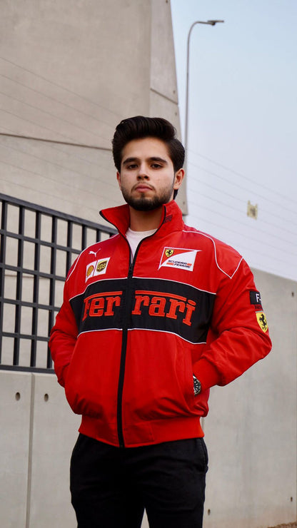 Full Sleeve Ferrari Motorsport Jacket – Ultimate Racing Look with Dual Logo Design
