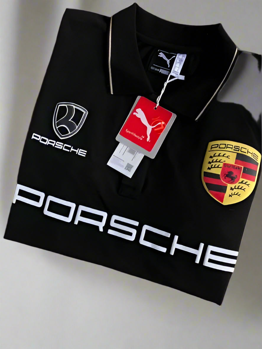 Premium Porsche Branded Men's Polo T-Shirts with Puma Logo – Stylish Casual Wear for Car Enthusiasts