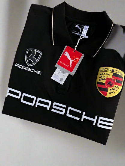 Premium Porsche Branded Men's Polo T-Shirts with Puma Logo – Stylish Casual Wear for Car Enthusiasts
