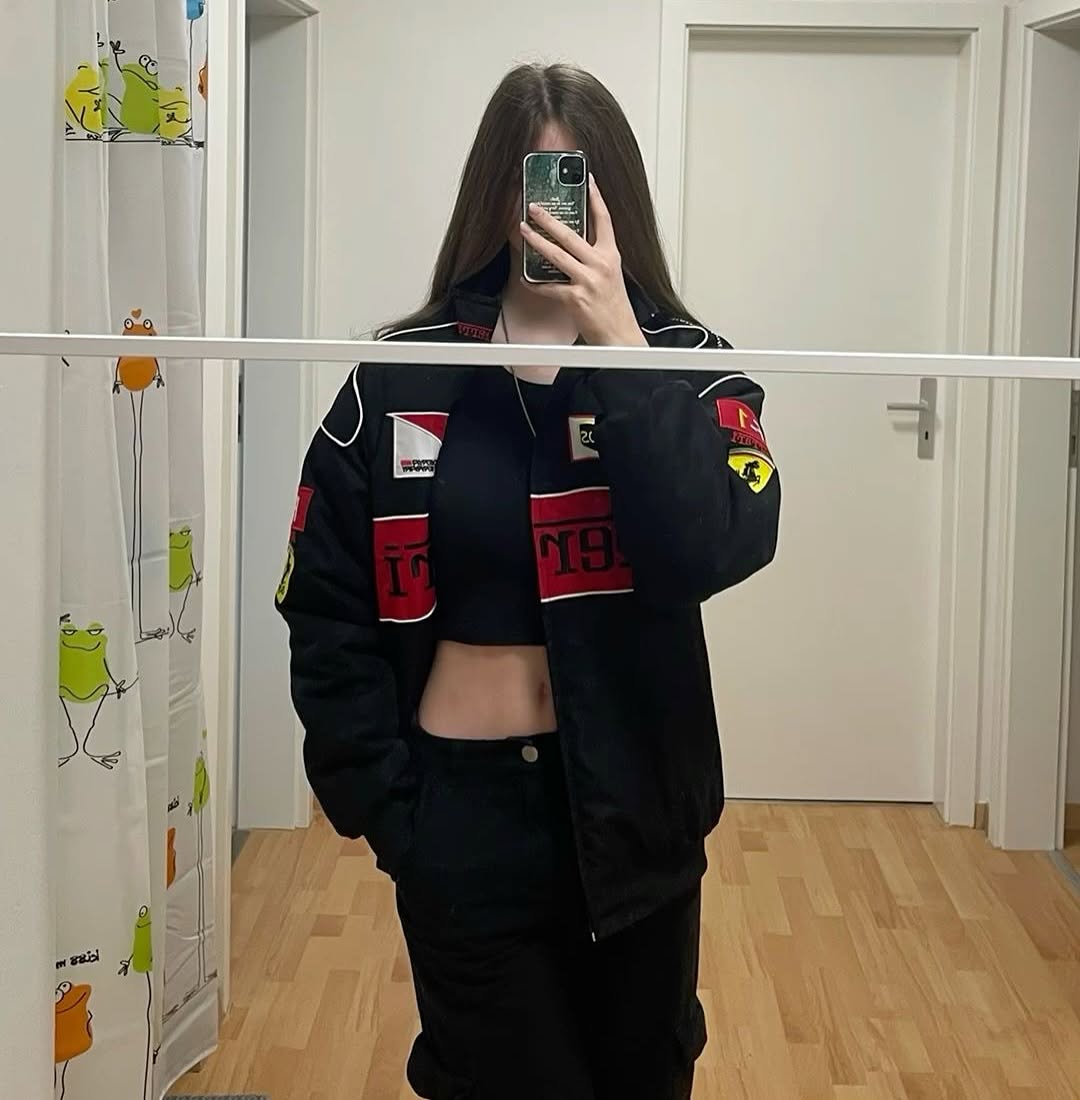 Black Ferrari F1 Racing Jacket - Premium Motorsport Apparel