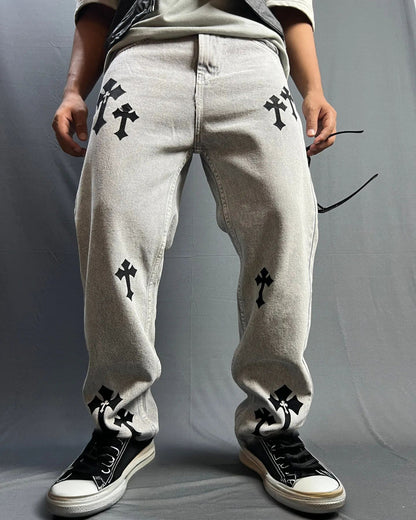 GRAPHIC PRINTED BAGGY JEANS