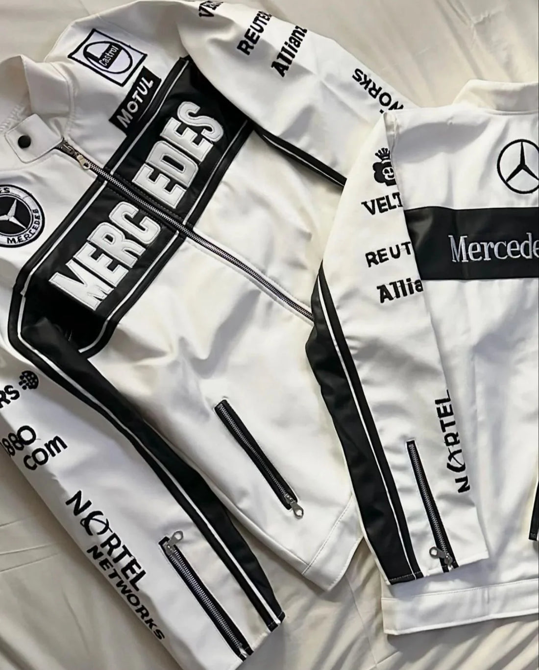 F1 Mercedes Leather Jacket – Motorsport Streetwear Style