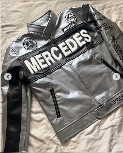 Mercedes F1 Leather Bomber – Street Style Racing