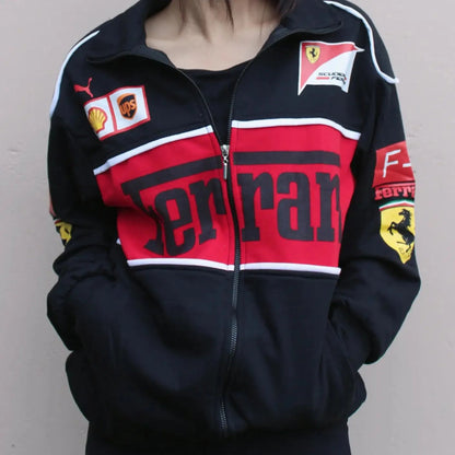Black Ferrari F1 Racing Jacket | Iconic Style For Motorsport